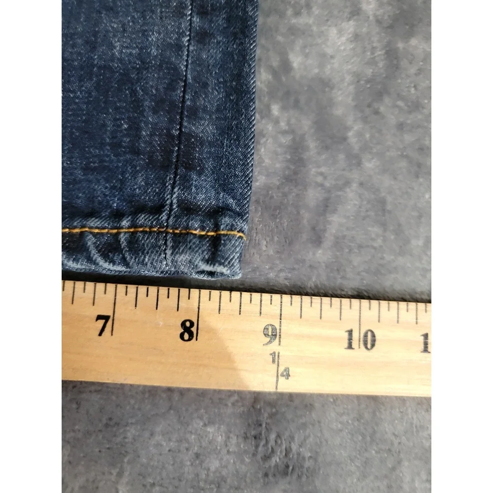 Gap Straight Fit Jeans Mens 35x32 Classic Denim Cotton Dark Indigo Distressed